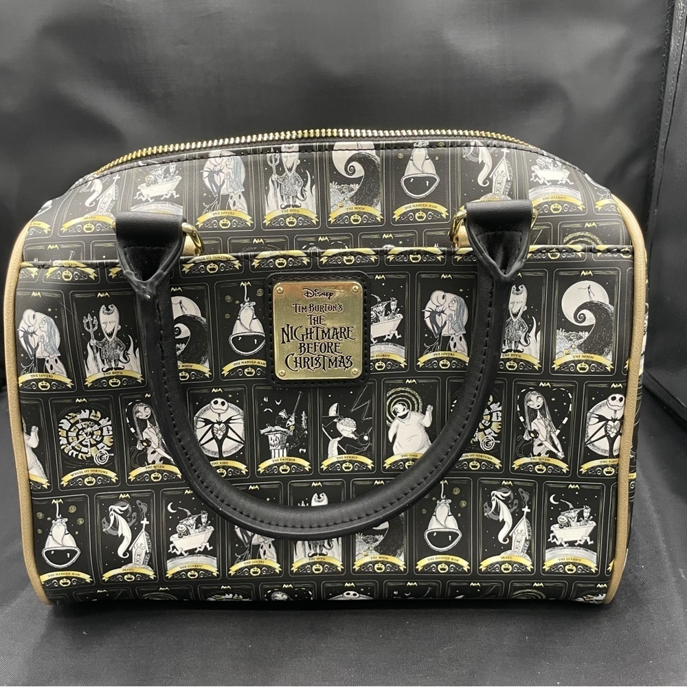 Disney The Nightmare Before Christmas Tarot Card Black and Gold Satchel